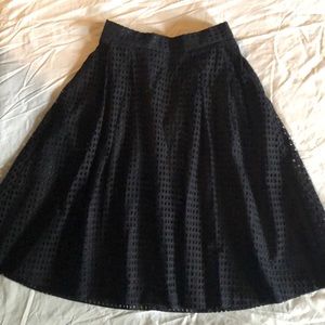 Black waffle patterned full skirt